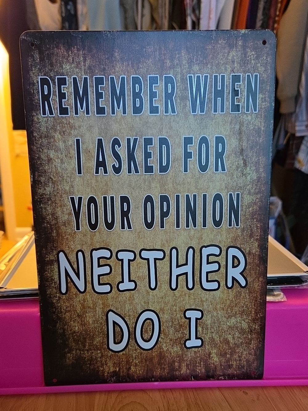 Funny 'Remember When I Asked For Your Opinion Neither Do I' Wall Sign - Brown
